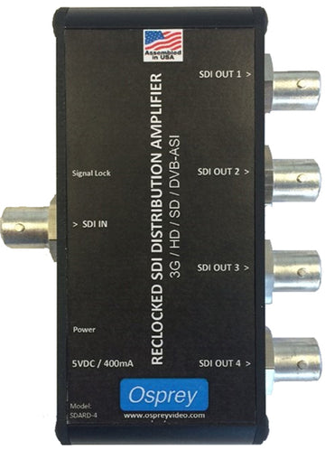 OSPREY BLACK 97-11024 SDARD-4 1:4 Reclocked 3G Distribution Amplifier with DVB-ASI