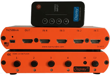 OSPREY BLACK 97-35412 SH-41R 4:1 HDMI 2.0 Switcher - 4K 60fps