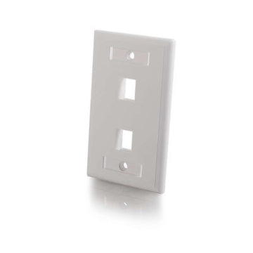 CABLES TO GO 03411 2-Port Single Gang Multimedia Keystone Wall Plate - White