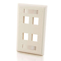 CABLES TO GO 03413 4-Port Single Gang Multimedia Keystone Wall Plate - White