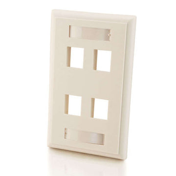 CABLES TO GO 03413 4-Port Single Gang Multimedia Keystone Wall Plate - White