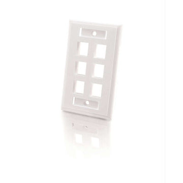 CABLES TO GO 03414 6-Port Single Gang Multimedia Keystone Wall Plate - White
