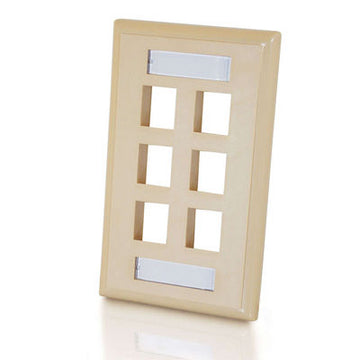 CABLES TO GO 03714 6-Port Single Gang Multimedia Keystone Wall Plate - Ivory
