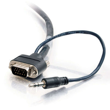 CABLES TO GO 40177 35ft Plenum-Rated HD15 SXGA + 3.5mm M/M Monitor Cable with Rounded Low Profile Co