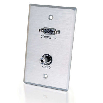 CABLES TO GO 40505 Single Gang HD15 VGA + 3.5mm Wall Plate - Brushed Aluminum