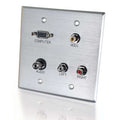 CABLES TO GO 40506 Double Gang HD15 VGA + 3.5mm + Composite Video + Stereo Audio Wall Plate - Brushe