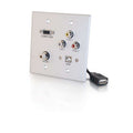 CABLES TO GO 40545 Double Gang HD15 + 3.5mm + RCA A/V + USB Wall Plate - Brushed Aluminum